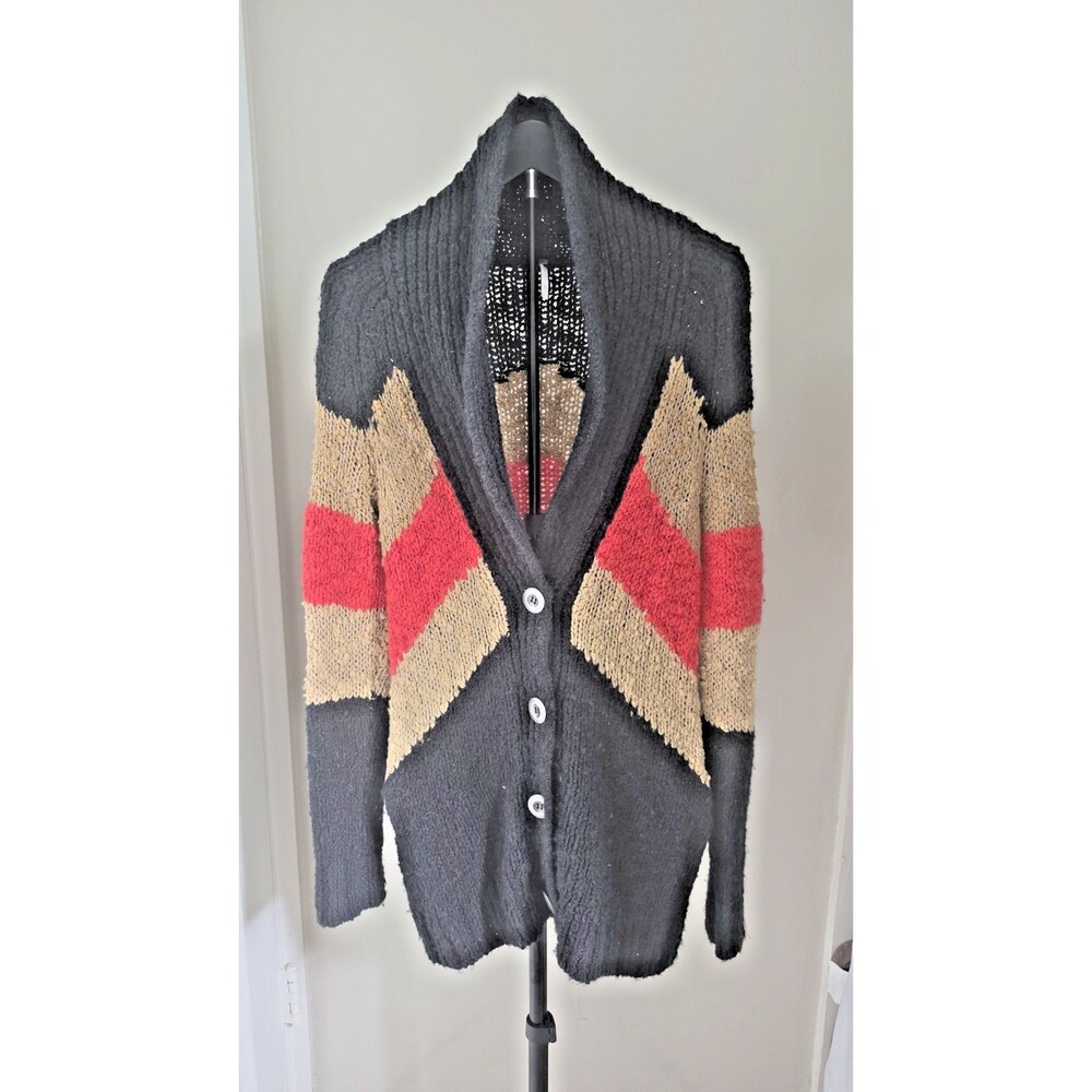 Free People Rocket High Boyfriend Cardigan Cozy Chevron Striped Sweater Sz XS/S